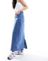 Object denim maxi skirt with double waistband in mid blue wash Mittelblaues Denim, XS - EU 34-36 - фото #4