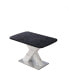 Modern Square Dining Table, Stretchable, Printed Black Marble Tabletop, X-Shaped Metal Base