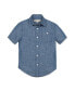 ფოტო #1 პროდუქტის Boys Organic Short Sleeve Chambray Button Down Shirt, Infant