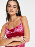 Фото #5 товара Vila velvet midi cami dress in pink burnout animal print