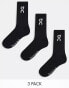 Фото #1 товара ON 3 pack logo socks in black