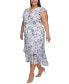 ფოტო #3 პროდუქტის Plus Size Floral-Print Flutter-Sleeve Midi Dress