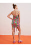 Фото #5 товара Renkli Baskılı Büzgülü Mini Elbise