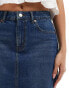 DTT Gabby high waist denim skirt in mid blue