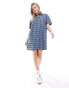 Фото #1 товара Tommy Jeans Checked Shirt Mini Dress in Blue