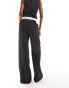 Фото #8 товара Extro & Vert tailored pinstripe trouser with asymmetric waistband in black co-ord