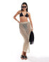 Miss Selfridge beach metallic crochet maxi skirt in gold