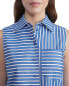 Lafayette 148 New York Cotton Striped Sleeveless Shirt Blue Size 2XL