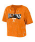 Фото #3 товара Women's Tennessee Orange Tennessee Volunteers Bleach Wash Splatter Cropped Notch Neck T-shirt
