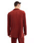 ASOS DESIGN slouchy oversized plisse suit jacket in red