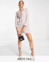 Фото #2 товара ASOS DESIGN Tall fitted blazer mini dress with shoulder pads in pink pinstripe