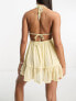 Фото #3 товара Miss Selfridge beach lace insert waist dobby contrast frill hem in yellow