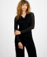 ფოტო #1 პროდუქტის Women's Cowlneck Long-Sleeve Mesh Top, Created for Macy's