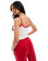 Фото #4 товара Kaiia cherry embroidered contrast vest top in white and red