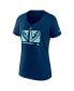 ფოტო #3 პროდუქტის Women's Deep Sea Blue Seattle Kraken Authentic Pro Core Collection Secondary Logo V-Neck T-shirt
