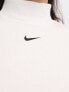 Nike Essential mini swoosh rib mock top in white