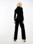 & Other Stories velvet wide leg jumpsuit in black 34 - фото #7