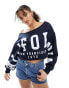 Stradivarius graphic slouchy sweatshirt in navy