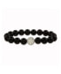 Black Imitation Pearl with a Crystal Stretchy Bracelet