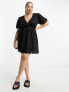 Фото #1 товара River Island Plus broderie mini dress in black