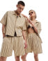 Reclaimed Vintage unisex textured stripe short co-ord