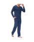 ფოტო #3 პროდუქტის Men's Two Piece Henley Pajama Set