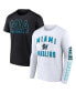 ფოტო #1 პროდუქტის Men's Black, White Miami Marlins Two-Pack Combo T-shirt Set