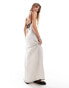 Фото #1 товара ASOS DESIGN linen blend contrast strap maxi dress in natural