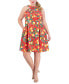 ფოტო #1 პროდუქტის Plus Size Printed High-Neck Fit & Flare Dress