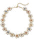 ფოტო #1 პროდუქტის Gold-Tone Color Pavé & Imitation Pearl Flower All-Around Collar Necklace, 17" + 3" extender, Created for Macy's