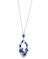 ფოტო #1 პროდუქტის EFFY® Sapphire (2-1/6 ct. t.w.) & Diamond (1/3 ct. t.w.) Open Cluster 18" Pendant Necklace in 14k White Gold