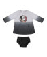 Фото #2 товара Newborn and Infant Girls Gray, Black Distressed Florida State Seminoles Hand in Hand Ombre Dress and Bloomers Set