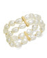 ფოტო #1 პროდუქტის Gold-Tone Imitation Pearl Double-Row Stretch Bracelet, Created for Macy's