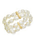 Фото #1 товара Gold-Tone Imitation Pearl Double-Row Stretch Bracelet, Created for Macy's