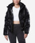 ფოტო #1 პროდუქტის Women's Luxe Sheen Puffer Hooded Jacket