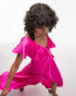 Фото #1 товара Topshop wrap maxi dress with frill sleeve in fuschia pink