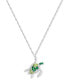 ფოტო #1 პროდუქტის Multi-Gemstone Turtle 18" Pendant Necklace (1 ct. t.w.) in Sterling Silver