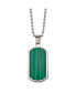 Polished with Malachite Inlay Dog Tag on a Ball Chain Necklace