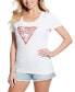 ფოტო #1 პროდუქტის Women's Embellished Triangle Logo Scoop-Neck T-Shirt