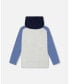 Toddler Boys Raglan Hooded T-Shirt Gray Mix And Blue Gray mix and blue, 6 - фото #3