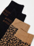 Threadbare Ski 2 pack printed socks in leopard print