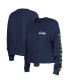 ფოტო #1 პროდუქტის Women's College Navy Seattle Seahawks Thermal Crop Long Sleeve T-shirt