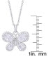 Cubic Zirconia Butterfly Pendant 18" Necklace in Silver Plate