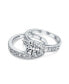 3CT Brilliant Solitaire Cubic Zirconia .925 Sterling Silver AAA CZ Anniversary Wedding Engagement Ring Pave Band Set