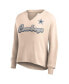 Women's Tan Distressed Dallas Cowboys Go For It Notch Neck Waffle Knit Long Sleeve T-shirt