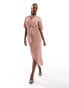 Фото #2 товара AX Paris short sleeve wrap plisse midi dress in pink