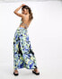 Фото #2 товара ASOS DESIGN asymetric strappy maxi dress with cut out side in blue floral print