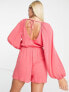 ASOS DESIGN Maternity floaty plunge crinkle playsuit in blush