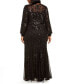 Plus Size Surplice Sequined Gown