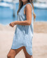 ფოტო #2 პროდუქტის Women's Denim V-Neck Mini Dress